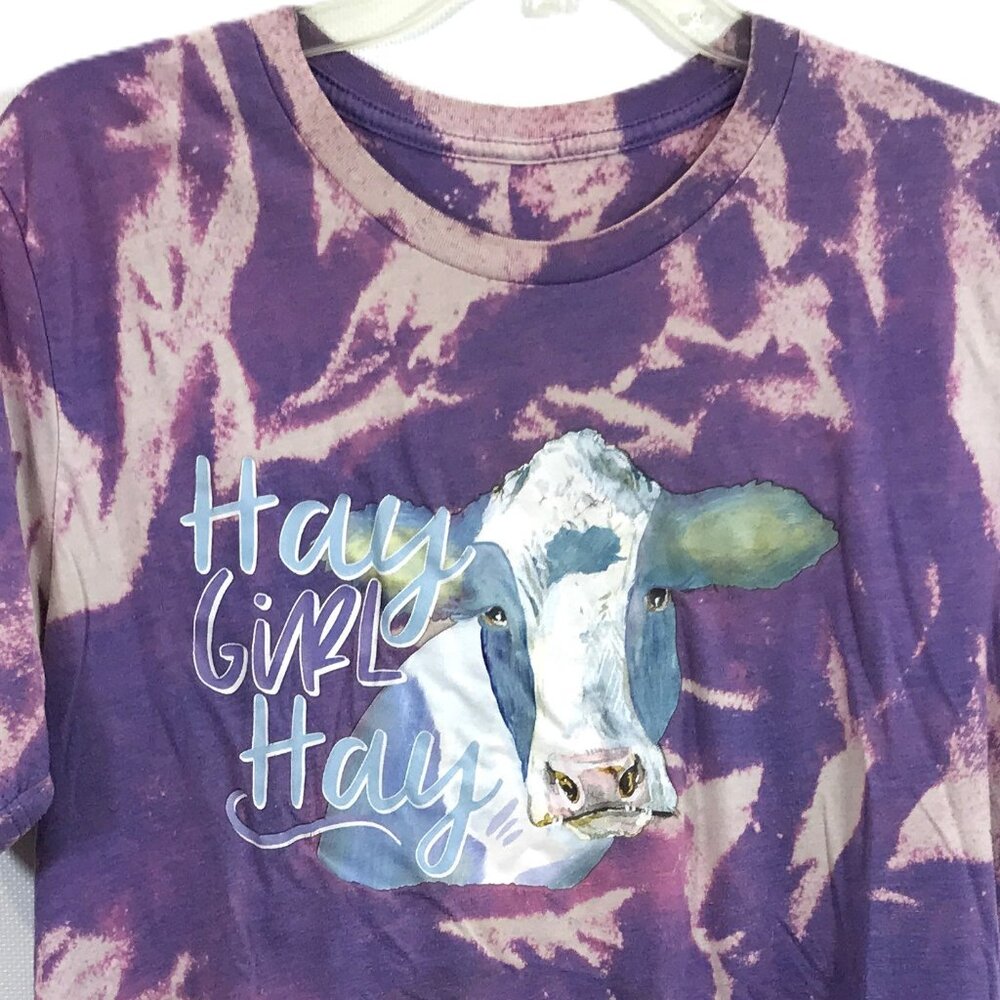 Tie Dye Cow T-Shirt Purple Women L